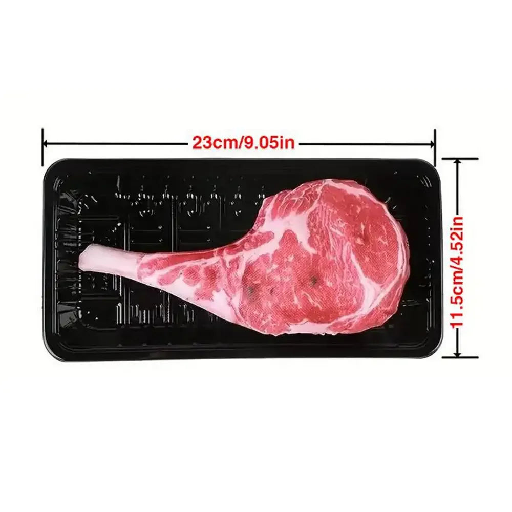 Interactive Stuffed Dog Chew Toy for Small and Medium Dogs Squeak Toy Realistic Steak Shape to Reduce Boring & Anxiety