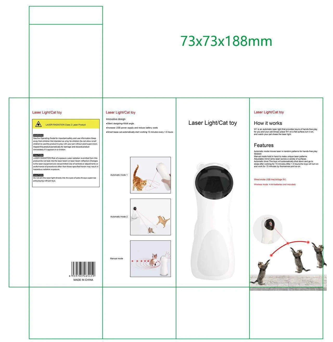 Pet Fully Automatic Cat Teaser Red Light Laser Self-Pleasure Relief Pet Supplies Infrared Cat Teasing Stick Cat Toy