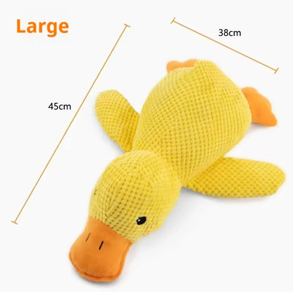 Dog sleeping with a dog hug duck toys to relieve boredom of little yellow duck pet interactive plush doll pet supplies