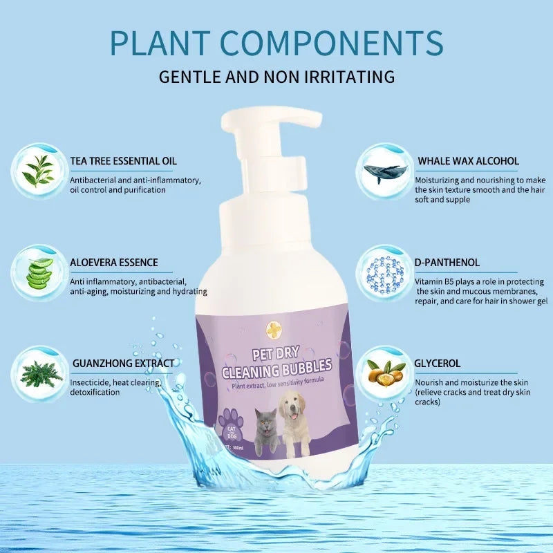 Cross-Border Hot Selling Pet Foam Bath 500ml 300ml No Rinse Cat Dog Shampoo Home Supplies Dog Bathing Shampoo And Hair Condition