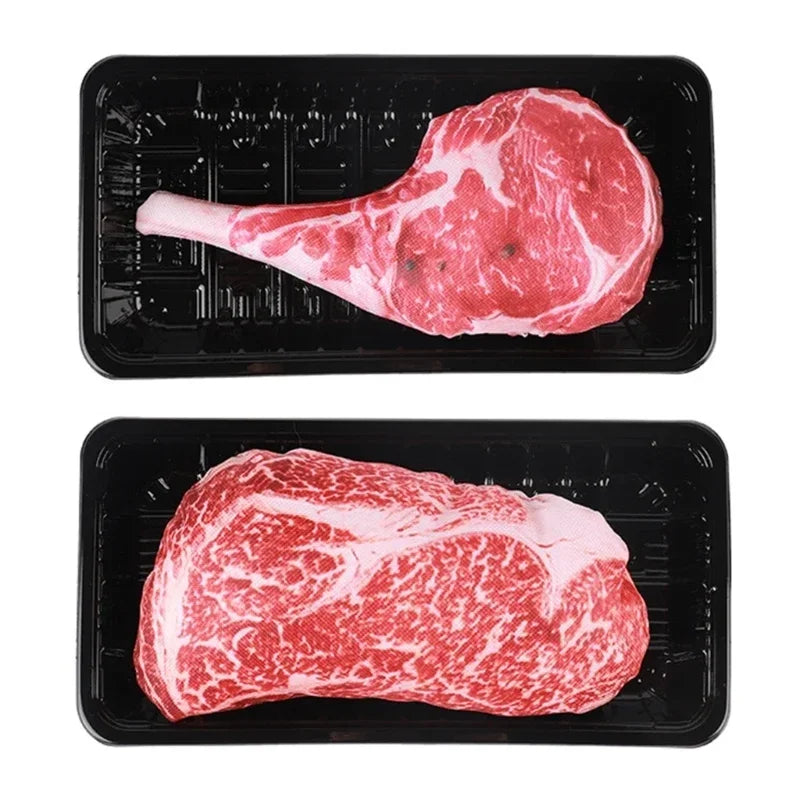 Interactive Stuffed Dog Chew Toy for Small and Medium Dogs Squeak Toy Realistic Steak Shape to Reduce Boring & Anxiety