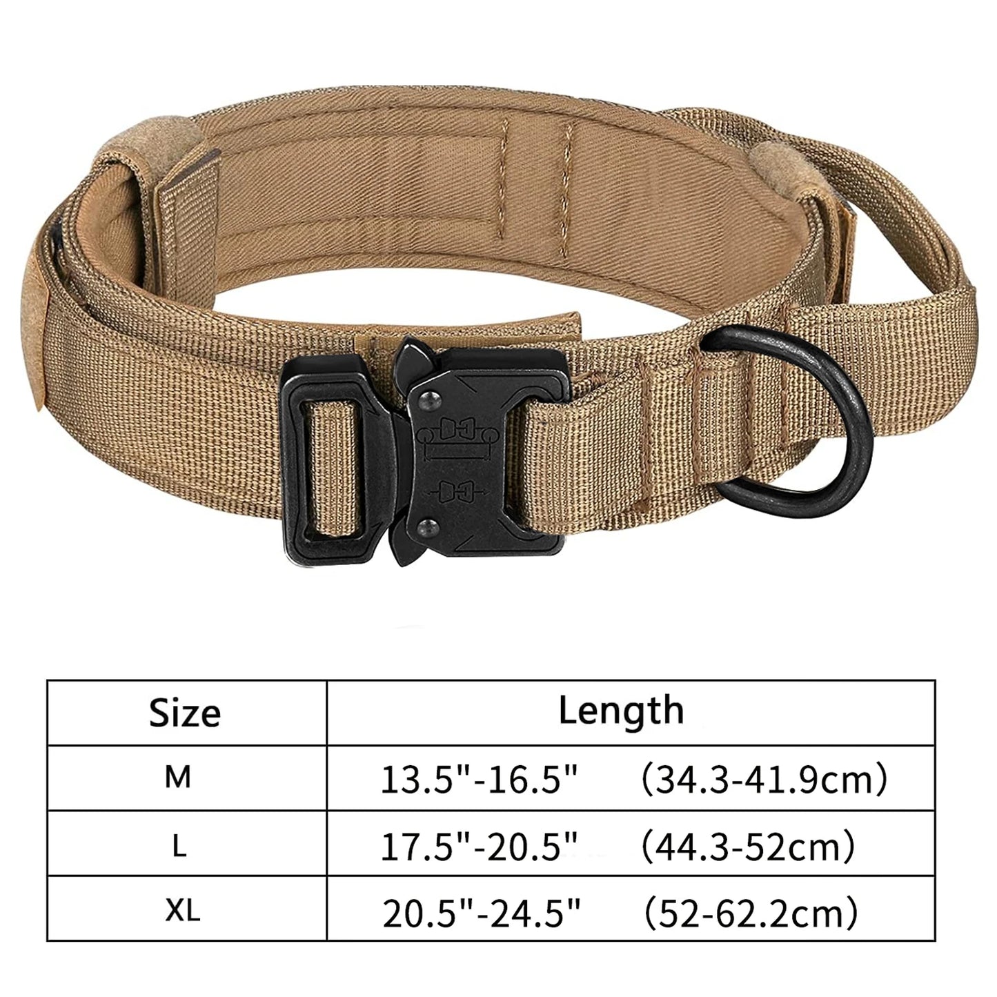 Tactical Dog Collar, Adjustable Military Training Nylon Dog Collar with Control Handle and Heavy Metal Buckle for Medium and Lar
