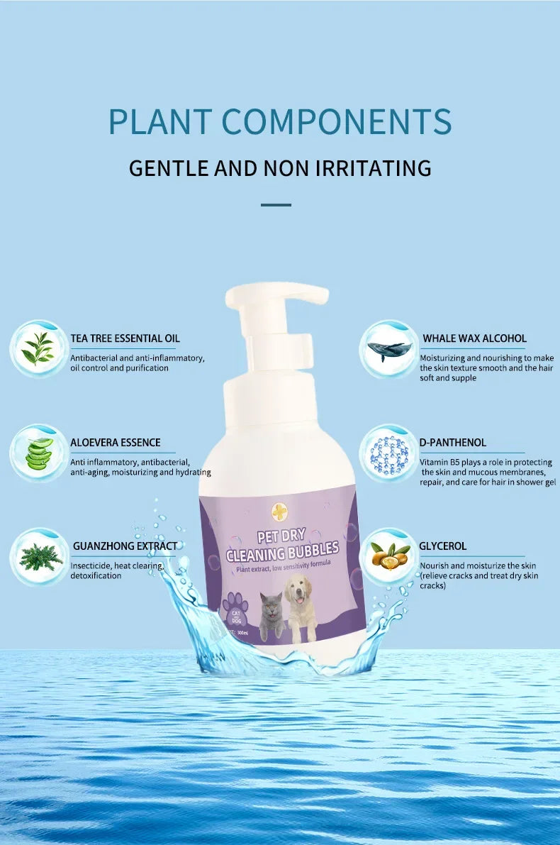 Cross-Border Hot Selling Pet Foam Bath 500ml 300ml No Rinse Cat Dog Shampoo Home Supplies Dog Bathing Shampoo And Hair Condition